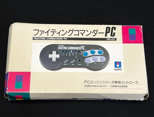 PC Engine Controller – Hori Fighting Commander PC 6 Button HPJ-07 – Gray, Wired, Japan Import