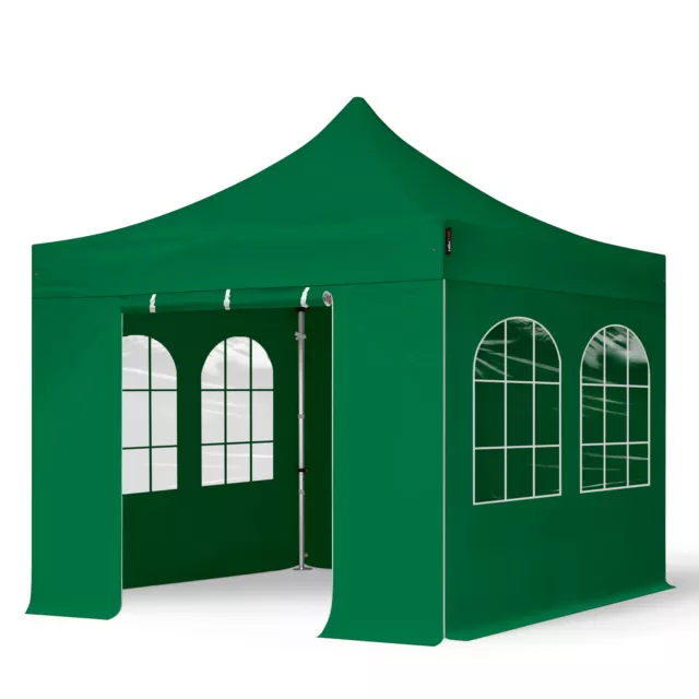 Alu Faltzelt Faltpavillon 3x3 m grün mit 4 Seitenteilen Partyzelt 40mm