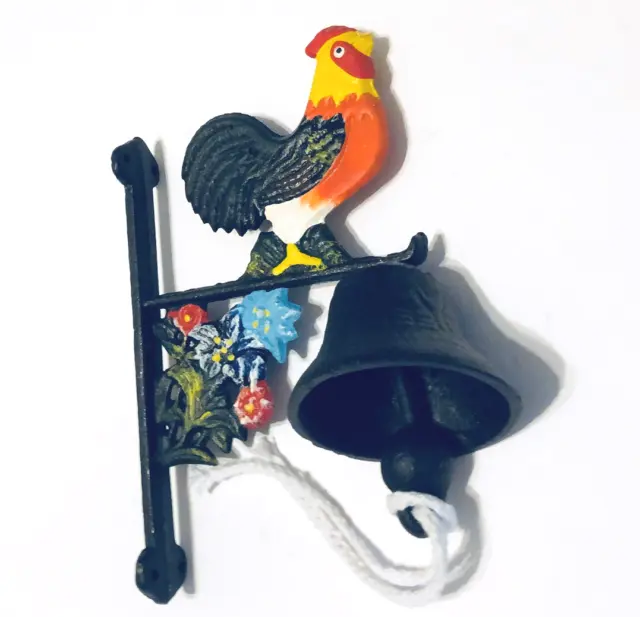 Chicken Door Bell Dinner Bell Wall Mount New Cast Iron Rustic Old Fashion