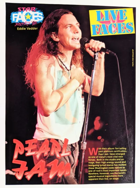 Pearl Jam / Eddie Vedder Live / Magazine Full Page Pinup Poster Clipping