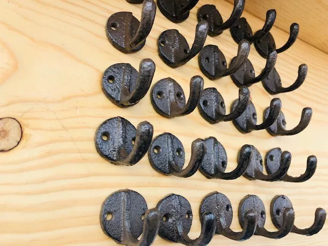 25 Small Rustic Coat Hooks Cast Iron Wall Mount Hat Hook Towel Cap Dog Leash Key