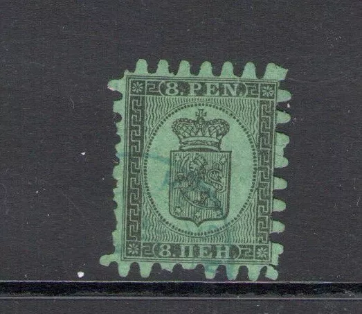 1866-70 Finlandia - n. 6 , Stemma 8 p. nero su verde - Usato