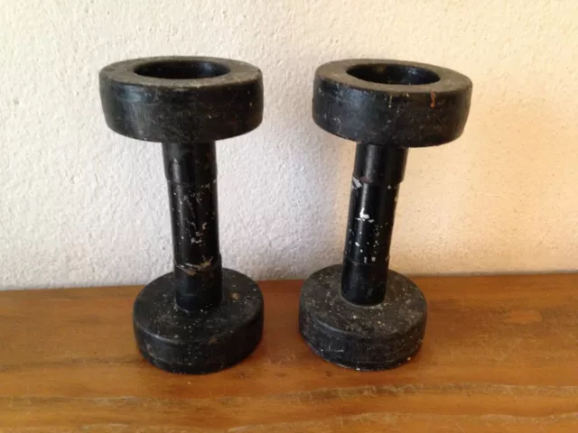 Lot de 2 haltères  poids fitness musculation biceps sport vintage rétro Ancien