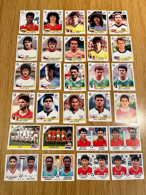 Originale 28 Panini Sammelbilder WM 1990 ungeklebt, gut erhalten