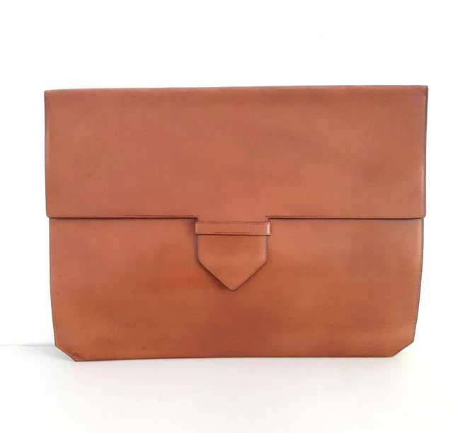 Pochette Porte-documents Vintage En Cuir Et Or - Fait Main, Dimensions 24x18 Cm, Occasion Très Bon état