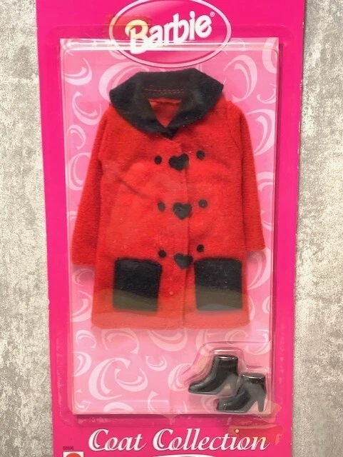Barbie coat collection fashions vintage 1998 red coat and black boots set