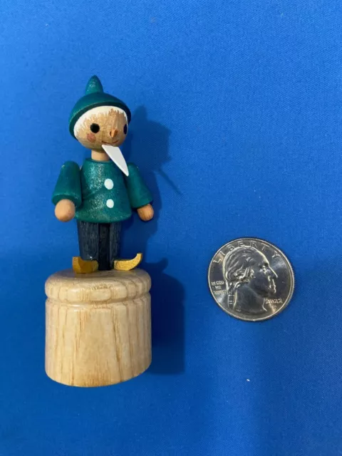 ERZGEBIRGE Push Toy Miniature Gnome Dwarf Germany Carved Wood Figurine NEW