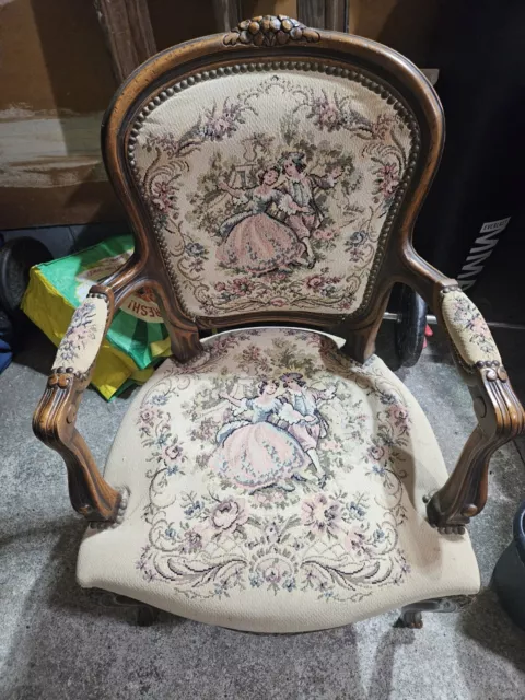 Vintage French Louis XV Style Tapestry Armchair by Chateau D'ax -