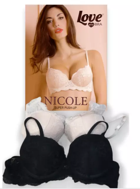 Reggiseno Love and Bra super push-up NICOLE in pizzo imbottito con ferretto