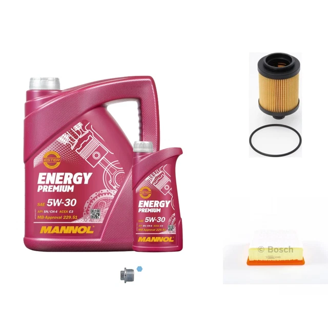 Bosch Pacchetto di Ispezione 6. L mannol Energy Premium 5W-30 per Fiat Linea 1.6