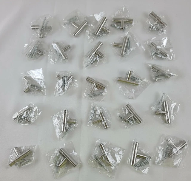 Satin Nickel Kitchen Cabinet Knobs, 25 Pack - T-Knob Drawer Pull Handle Hardware