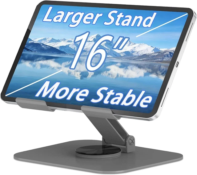 LARGE METAL TABLET Stand 360° Rotating Adjustable Holder for 4–16