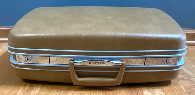 Vintage Samsonite Silhouette Brown Beige Yellow Hard Shell Suitcase Luggage