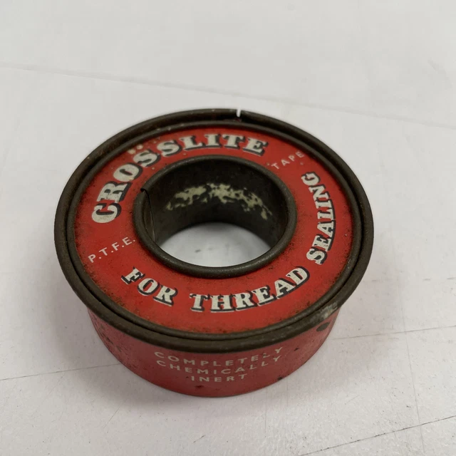ORIGINAL VINTAGE GARAGE Mancave Crossline Tool Tin Thread Tape Trade ...