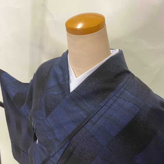 VINTAGE Japanese Kimono 9maruki Oshima Tsumugi  with cover Casual  M size G-605