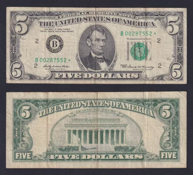 United States 5 dollars 1969 P.-450ar☆ New York (Serie Sostitutiva) BB/VF  C-D1
