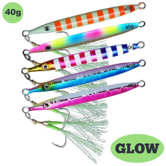 NEW 60G FISHING Lures Metal Jigs with Assist Hook,Tuna, Salmon, Cod Tackle  Lure $11.99 - PicClick AU