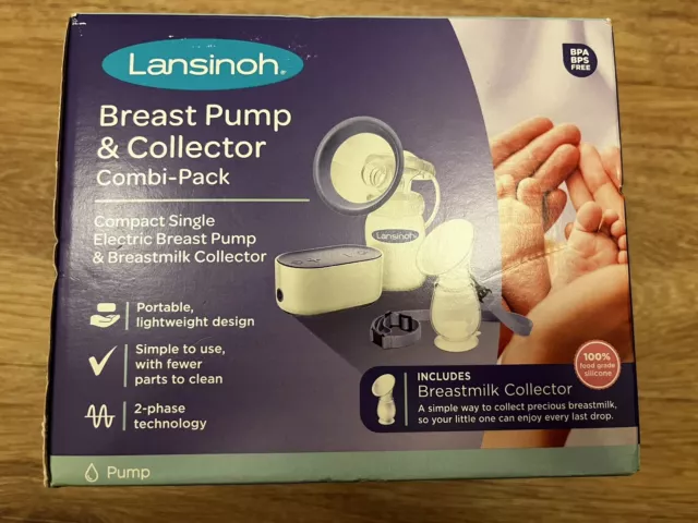 LANSINOH Compact Single Electric Breast Pump - White & Purple