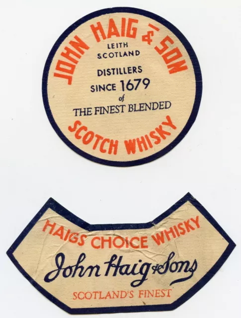 Vintage 1930's JOHN HAIG & SON Scotch Whisky Bottle Label