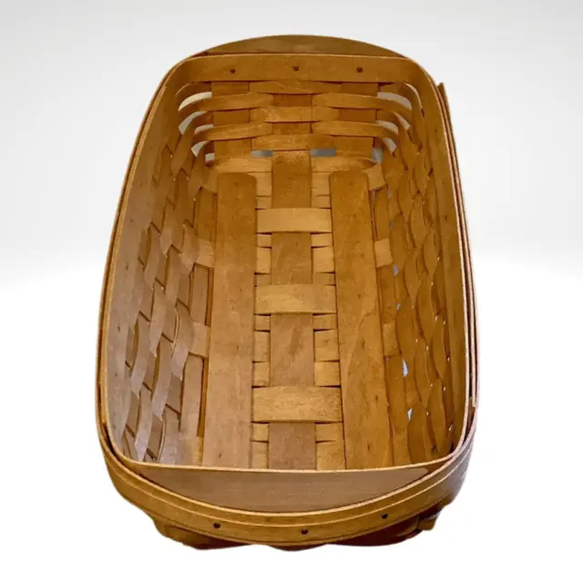 Longaberger Rectangular Bagel Bread Basket Handwoven with Wooden Handles VTG 16”