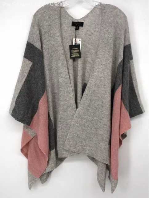 NWT CHARTER CLUB Gray/Pink Cashmere Tier Wrap - Size One Size Fits All