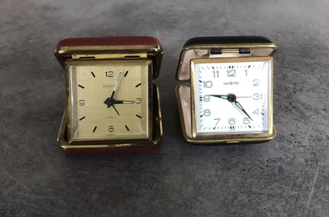 Ensemble de 2 RÉVEILS Horloge de VOYAGE vintage Deluxe 2 Jewels et Vedette