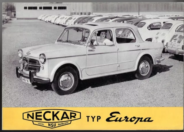 NSU Neckar Europa Early 1960s German Market Foldout Sales Brochure Fiat 1100