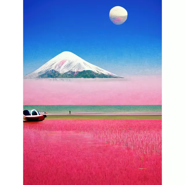Surrealistischer japanischer Berg Fuji Landschaft riesige Wandkunst Poster Druck Riese