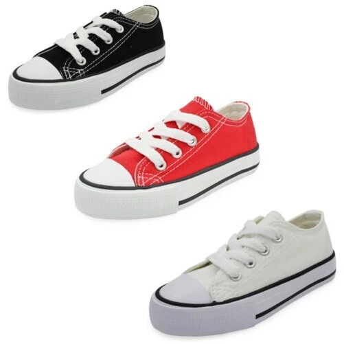 Ragazze Bambini Basso Top Scarpe da Ginnastica con Lacci di Tela per