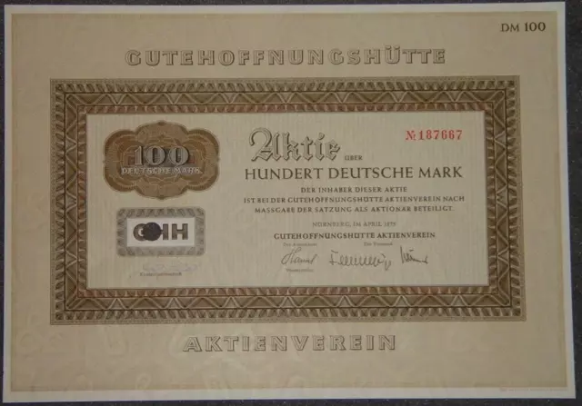 Gutehoffungshütte Aktienverein Stämme 1975  100 DM