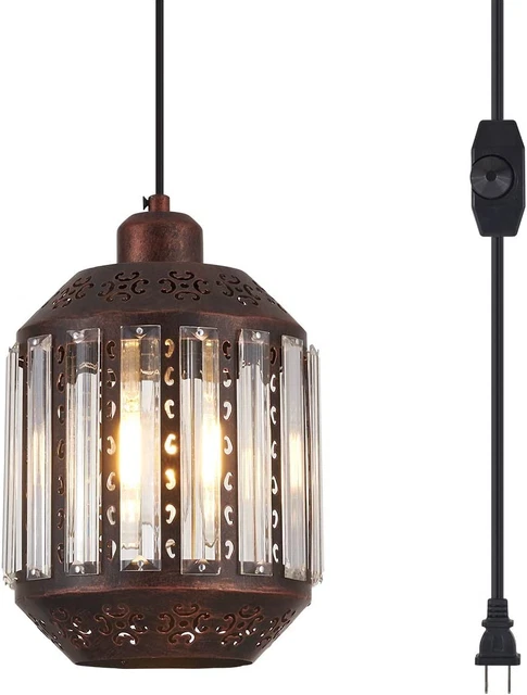 YLONG-ZS Hanging Lamps Swag Lights Plug in Pendant Light 16.4 FT Cord and Chain/
