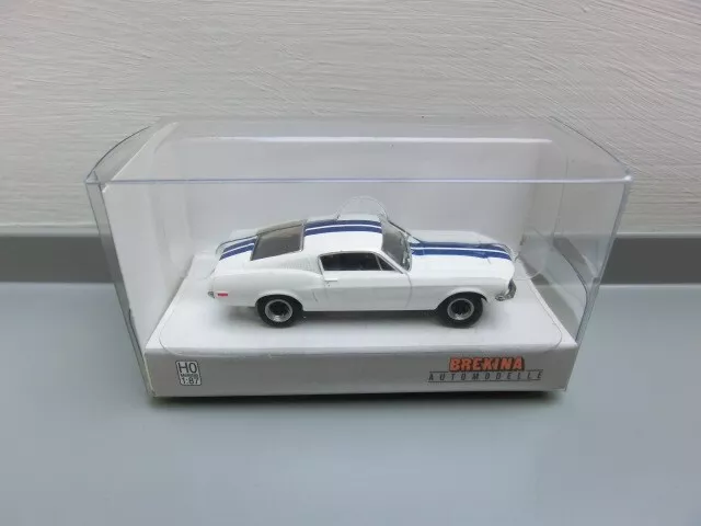 BREKINA 1/87 PKW - Ford Mustang Fastback/Coupe 1967 (Weiß/Blau) - Rarität in OVP