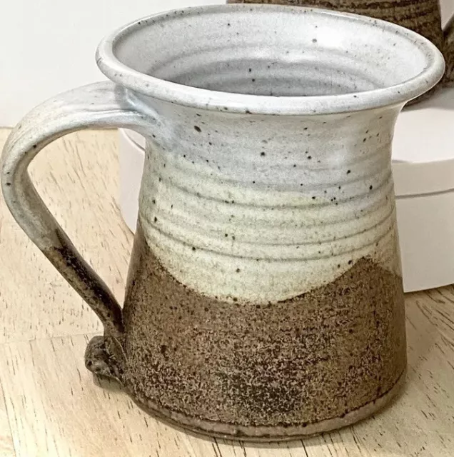 One Hand Thrown Pottery Coffee Mug Glazed Speckle Clay - Brown/Tan/Gray
