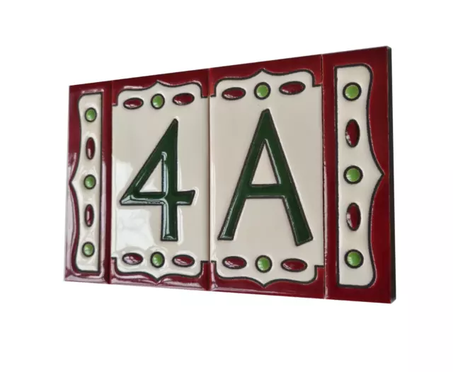 11 x 5.5cm Nazari M-4 Hand-painted Ceramic Number Tiles & Metal Frames
