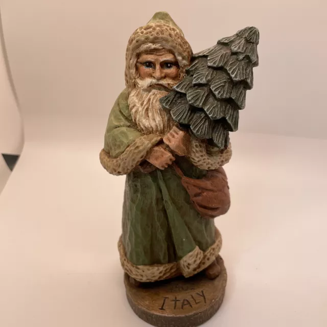 Wood World Collectible Hand Crafted Santa Figurine Christmas Tree Vtg Decor