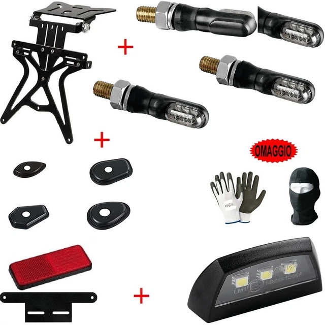 Kit Portatarga Regolabile Per Honda Integra 700 + Frecce LED + Luce Targa + Catarifrangente - Omologato