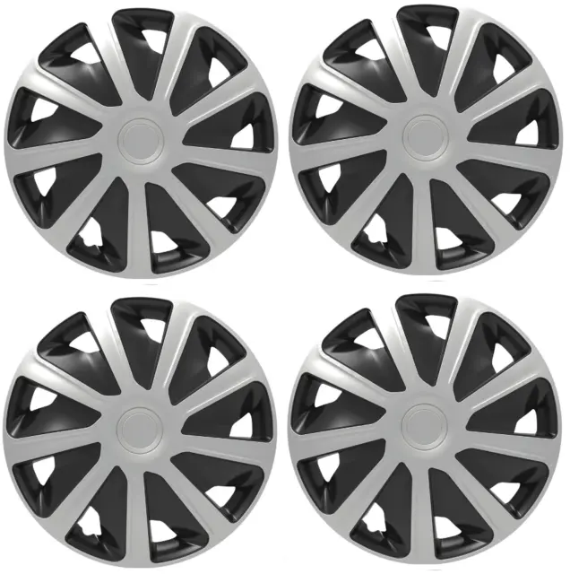 Renault Master Deep Dish Wheel Trims Cover Black & Silver Hub Caps 16" 16 Inch