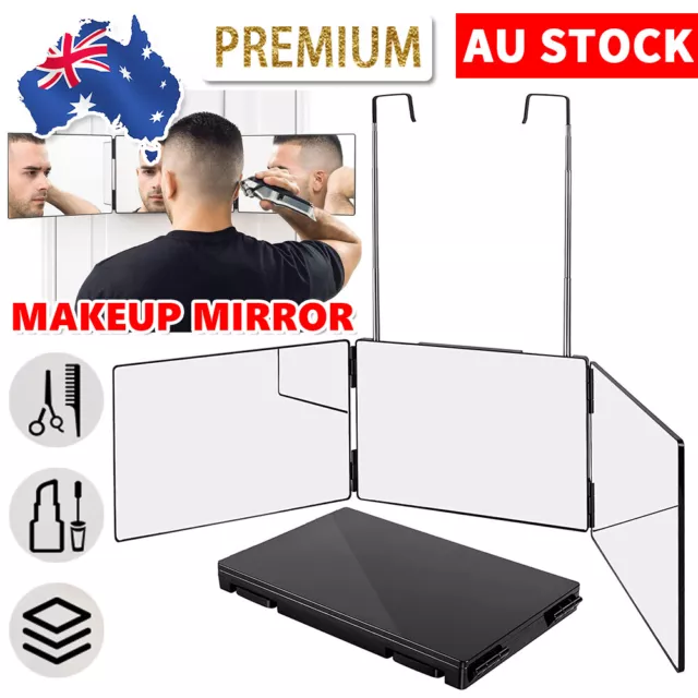 3 Way Tri-fold Makeup Mirror Hair Cutting Haircut Styling Beauty Hanging Tool AU