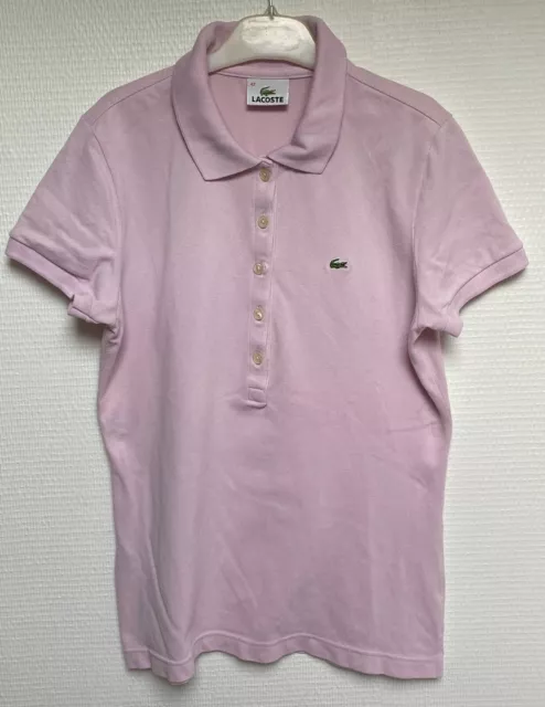 Vintage Lacoste Polo Stretch Manches courtes Logo Brodé Femme Taille M