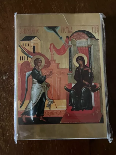 Charity Christmas cards, Annunciation icon, pack of 10, bilingual greeting