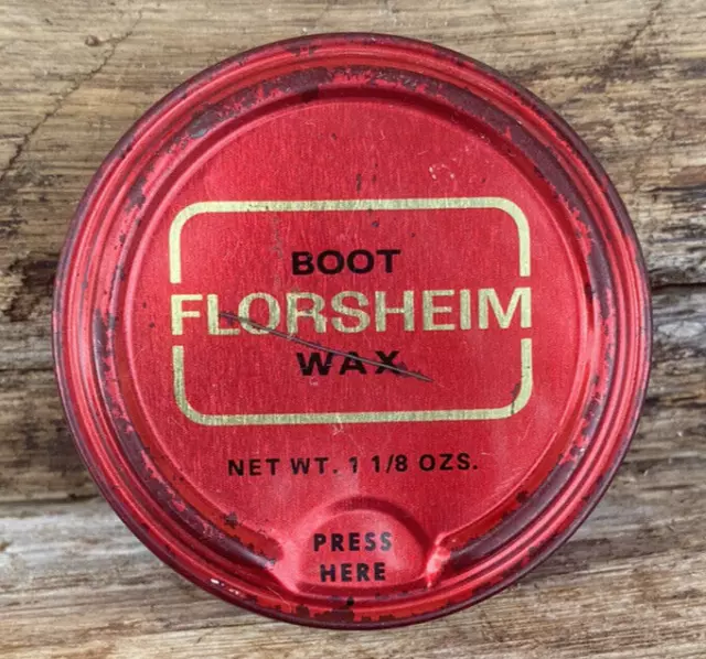 Vintage Florsheim 1⅛oz Natural Boot Wax Advertising Tin Contents Cobbler Display