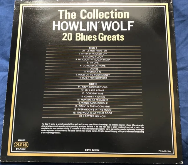 Howlin Wolf Die Sammlung Best Of 1985 Dejavu Vinyl Lp Dv Lp 2032 Blues Nr Neuwertig 2