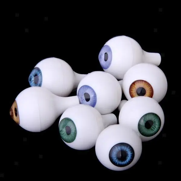 8pcs Round Acrylic Doll Eyes Eyeballs Halloween Props w/ Hollow Handles 22mm