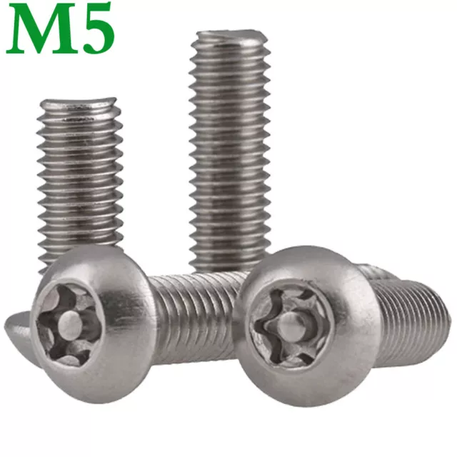 M5 304 Stainless Steel Pin Tamper Torx Security Button Head Machine Screws Bolts