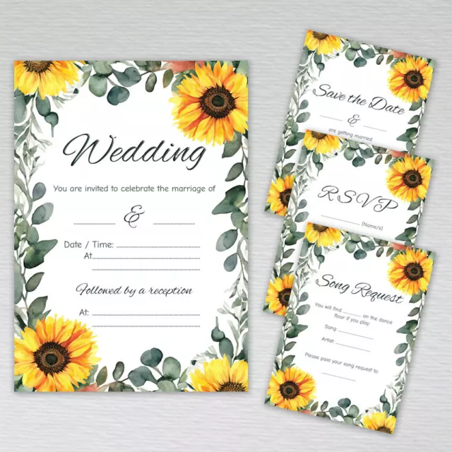 Sunflower Wedding Invitations Day Reception Invites Save Date Evening RSVP Cards