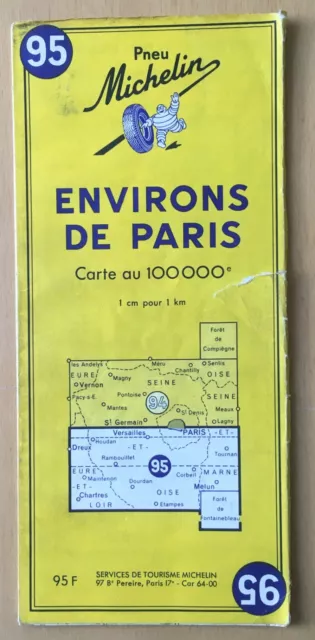 Ancienne carte Michelin N°95 1955 Environs de Paris Sud