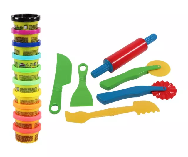 71,39 EUR/kg Play-Doh Knete Party Turm mit Gowi Knetwerkzeug Knetmesser Set