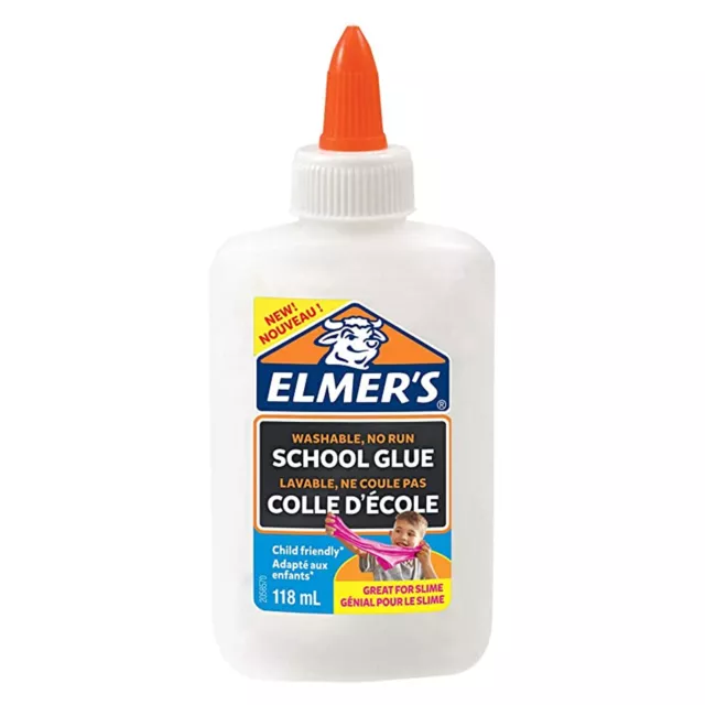 Elmers White Washable No-Run PVA School Glue - Make slime! - 118ml