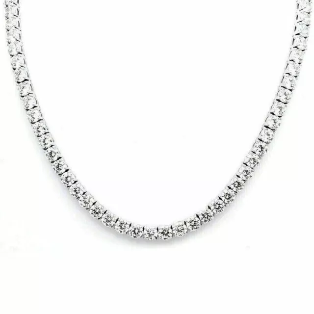 15 Ct Round Cut Lab-Created Diamond Tennis Necklace 14k White Gold Plated 22"