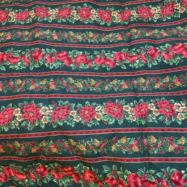 Cranston Print Work Fabric Striped Christmas Items Apples Green Cotton 1.5 Yards